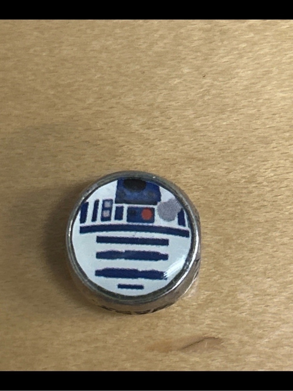 CHARMED MEMORIES 925 Disney Sterling Silver Star Wars charm R2D2 flat round disk